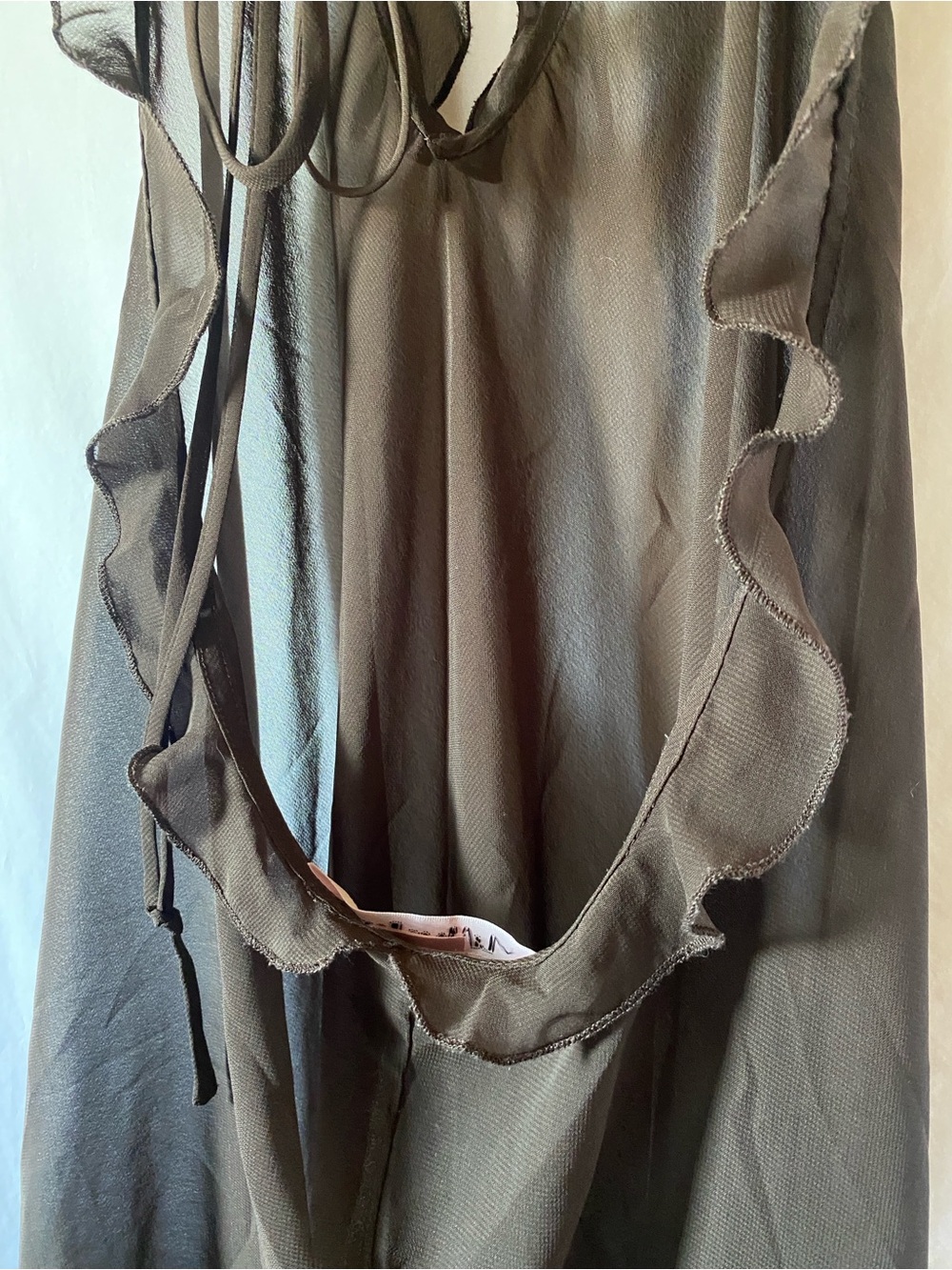 La Vie En Rose Sheer Ruffled Swim Coverup in Dark Brown - Picture 3 of 7